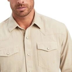 Ariat® Men's Jurlington Retro White Pepper Snap Shirt 10041409 -Ariat Style F22 MNS WEST 10041409 detail01