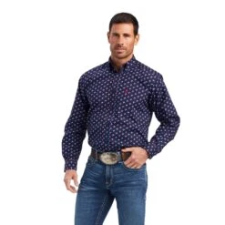 Ariat® Men's Nosson Maritime Blue Classic Fit Button Up Shirt 10041557