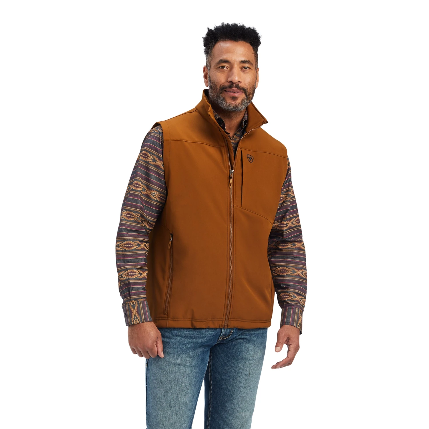 Ariat® Men's Logo 2.0 Chestnut Softshell Vest 10041620 1 Ariat® Men's Logo 2.0 Chestnut Softshell Vest 10041620