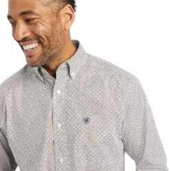 Ariat® Men's Gilean Geometric Print White Button Down Shirt 10042370 -Ariat Style F22 MNS WEST 10042370 detail01