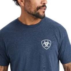 Ariat® Men's Lucky Horseshoe Navy Heather T-Shirt 10042652 6 Ariat® Men's Lucky Horseshoe Navy Heather T-Shirt 10042652 -Ariat Style F22 MNS WEST 10042652 detail01