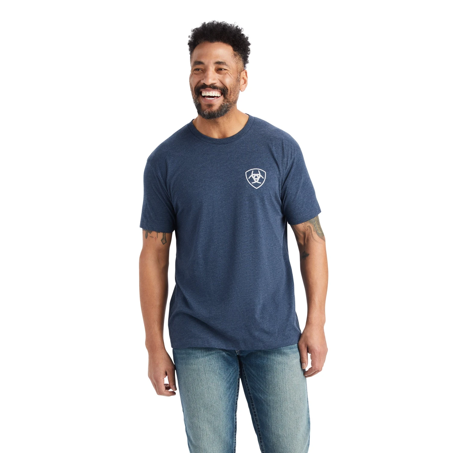 Ariat® Men's Lucky Horseshoe Navy Heather T-Shirt 10042652 2 Ariat® Men's Lucky Horseshoe Navy Heather T-Shirt 10042652 - Image 2