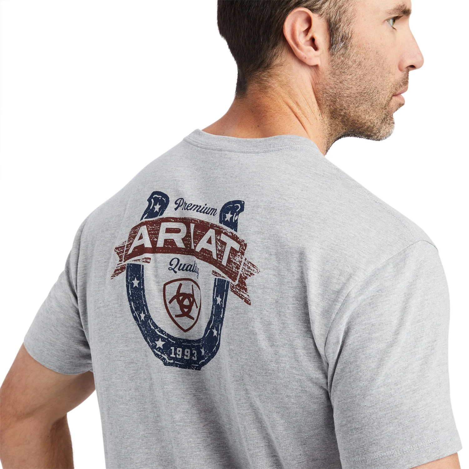 Ariat® Men's Lucky Horseshoe Grey Heather T-Shirt 10042653 3 Ariat® Men's Lucky Horseshoe Grey Heather T-Shirt 10042653 - Image 3