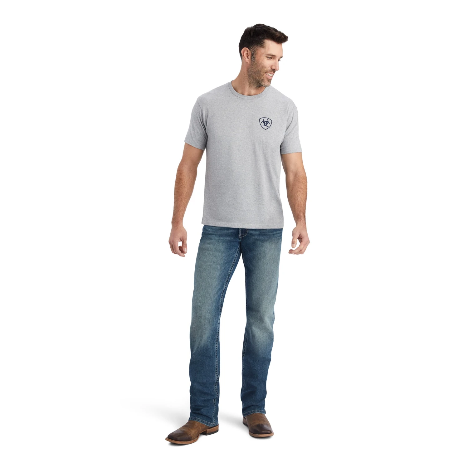 Ariat® Men's Lucky Horseshoe Grey Heather T-Shirt 10042653 4 Ariat® Men's Lucky Horseshoe Grey Heather T-Shirt 10042653 - Image 4