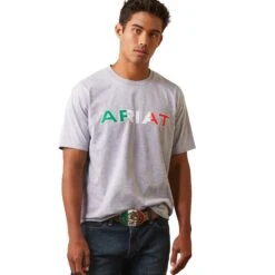 Ariat® Men's Viva Mexico Independent SMU Heather Grey T-Shirt 10043100