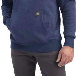Ariat® Men's Rebar Workman Quarter Zip Navy Heather Hoodie 10041412 -Ariat Style F22 MNS WORK 10041412 detail01