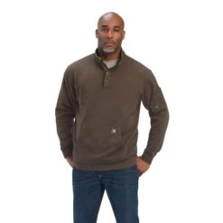 Ariat® Men's Rebar Overtime Wren Green Fleece Sweater 10041580
