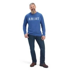 Ariat® Men's Rebar CottonStrong Block Metal Blue T-Shirt 10041590 -Ariat Style F22 MNS WORK 10041590 full