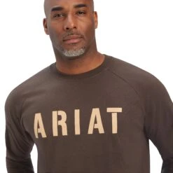 Ariat Men's Rebar Block Logo Graphic Wren Brown T-Shirt 10041591 -Ariat Style F22 MNS WORK 10041591 detail01
