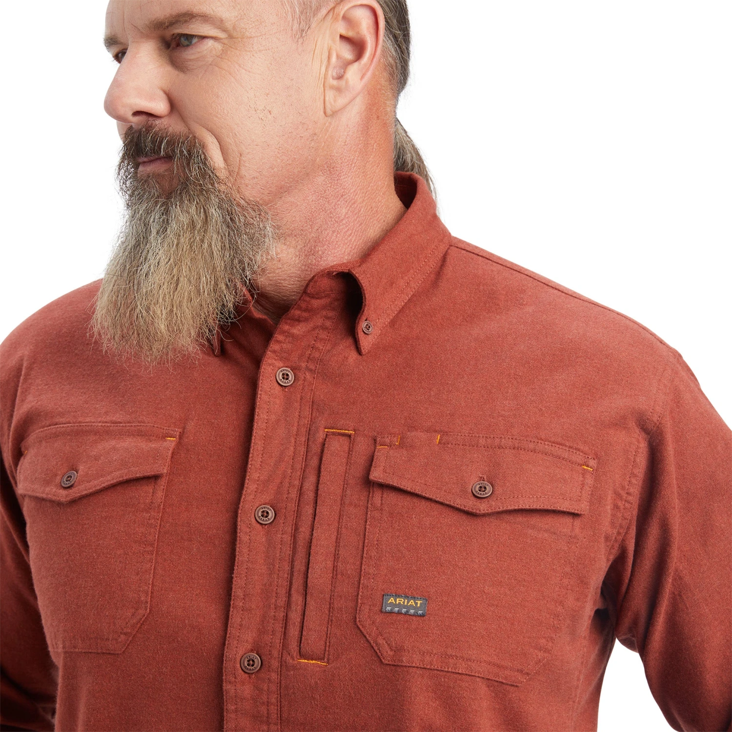 Ariat® Men's Rebar DuraStretch Cherry Mahogany Work Shirt 10041604 3 Ariat® Men's Rebar DuraStretch Cherry Mahogany Work Shirt 10041604 - Image 3