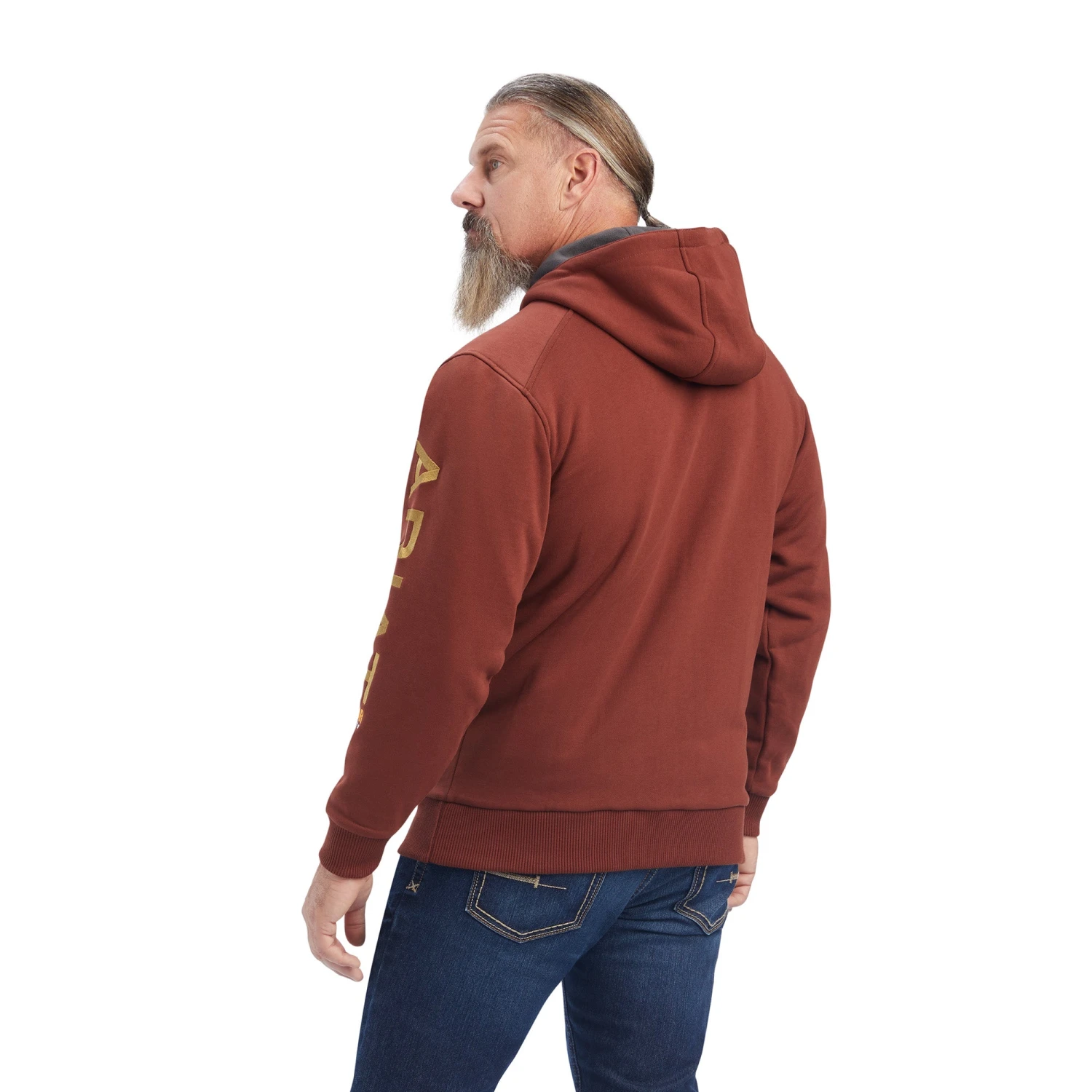 Ariat® Men's Rebar All Weather Cherry Mahogany Zip Hoodie 10041626 2 Ariat® Men's Rebar All Weather Cherry Mahogany Zip Hoodie 10041626 - Image 2