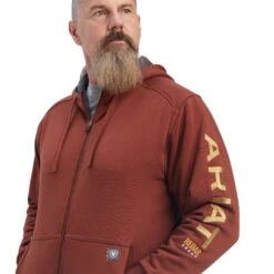 Ariat® Men's Rebar All Weather Cherry Mahogany Zip Hoodie 10041626 6 Ariat® Men's Rebar All Weather Cherry Mahogany Zip Hoodie 10041626 -Ariat Style F22 MNS WORK 10041626 detail01