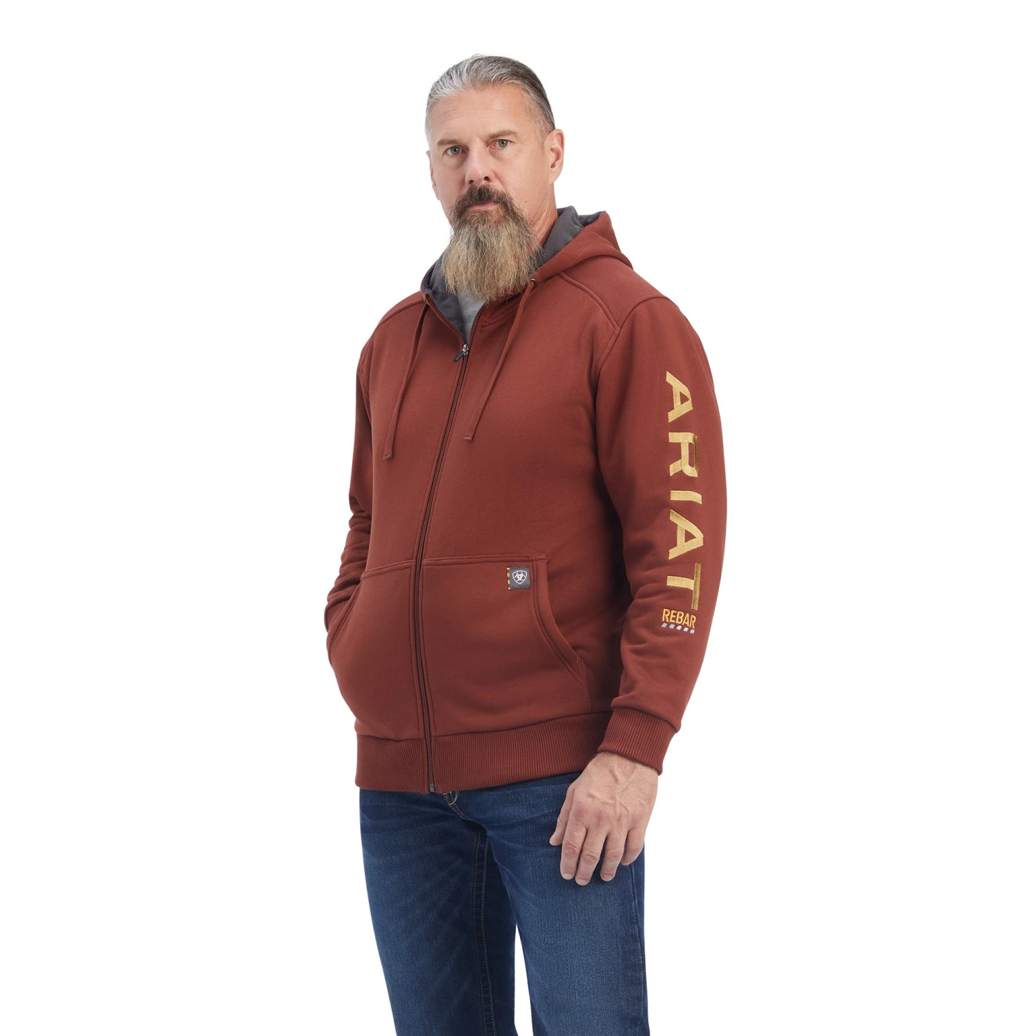 Ariat® Men's Rebar All Weather Cherry Mahogany Zip Hoodie 10041626 1 Ariat® Men's Rebar All Weather Cherry Mahogany Zip Hoodie 10041626