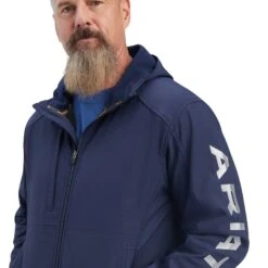 Ariat® Men's Rebar Stretch Canvas Navy Logo Softshell Jacket 10041629 -Ariat Style F22 MNS WORK 10041629 detail01
