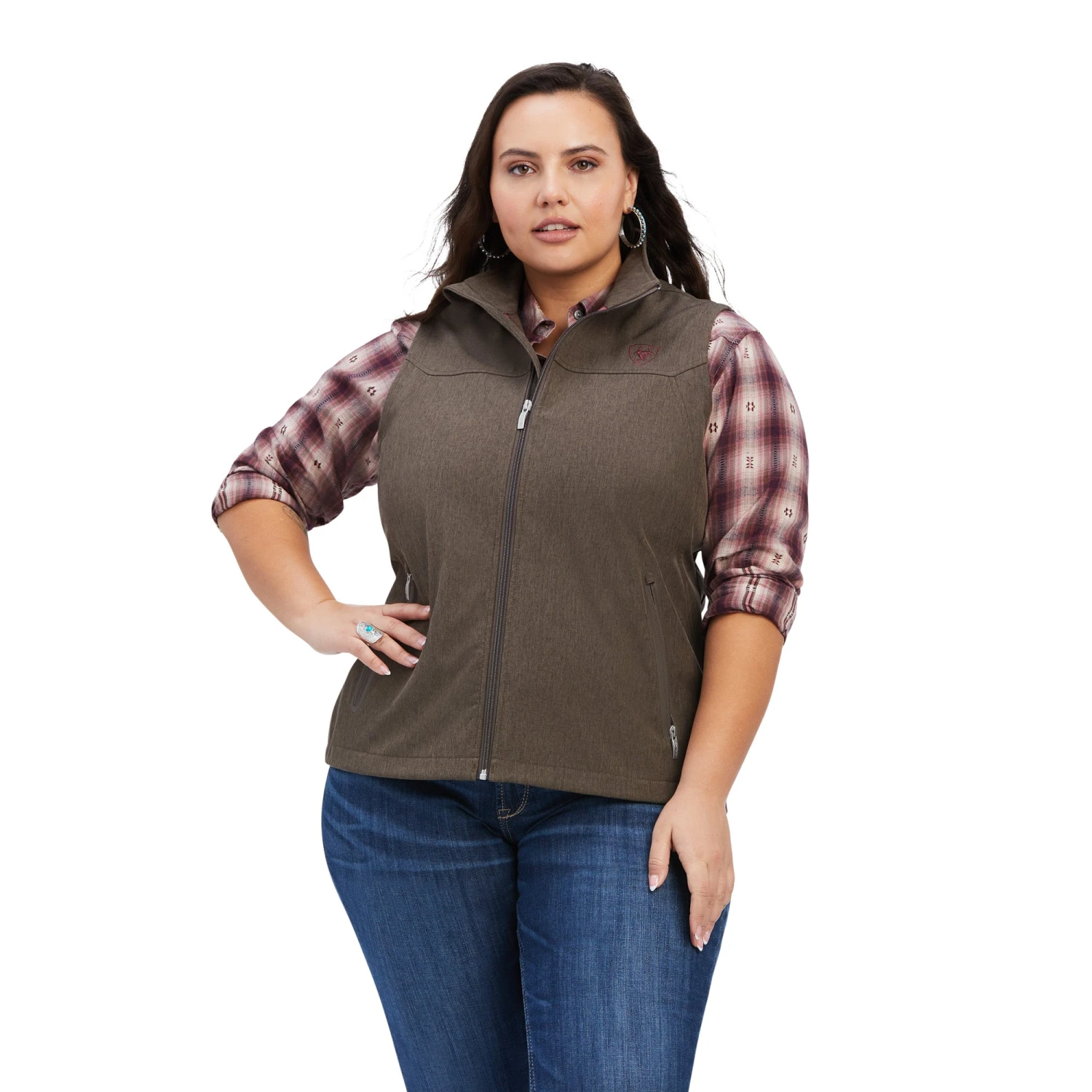 Ariat Ladies Team Softshell Banyan Bark Heather Vest 10041274 2 Ariat Ladies Team Softshell Banyan Bark Heather Vest 10041274 - Image 2