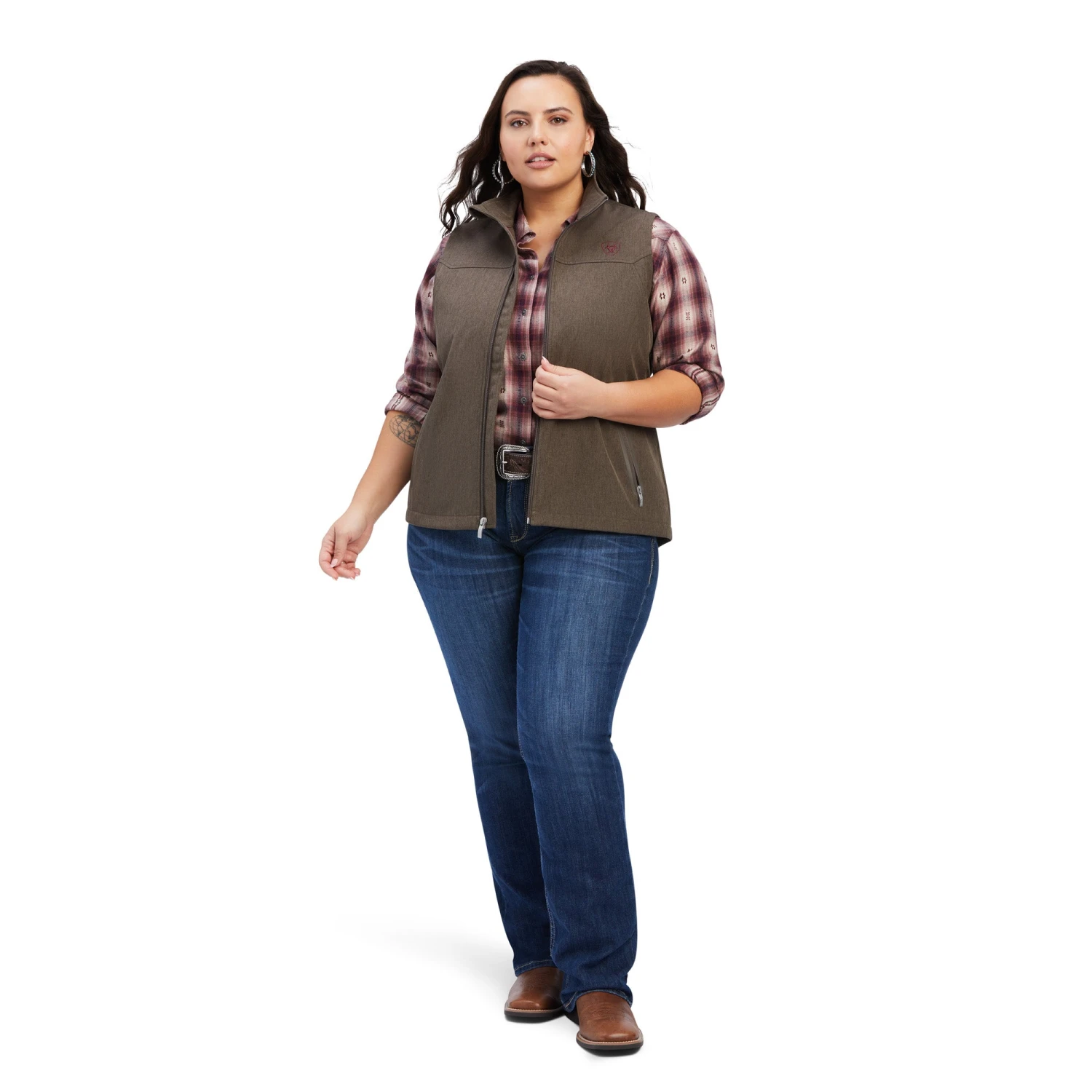 Ariat Ladies Team Softshell Banyan Bark Heather Vest 10041274 6 Ariat Ladies Team Softshell Banyan Bark Heather Vest 10041274 - Image 6