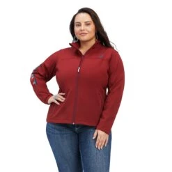 Ariat® Ladies New Team Softshell Red & Serape Jacket 10041280 -Ariat Style F22 WMS ENGL 10041280 front plus
