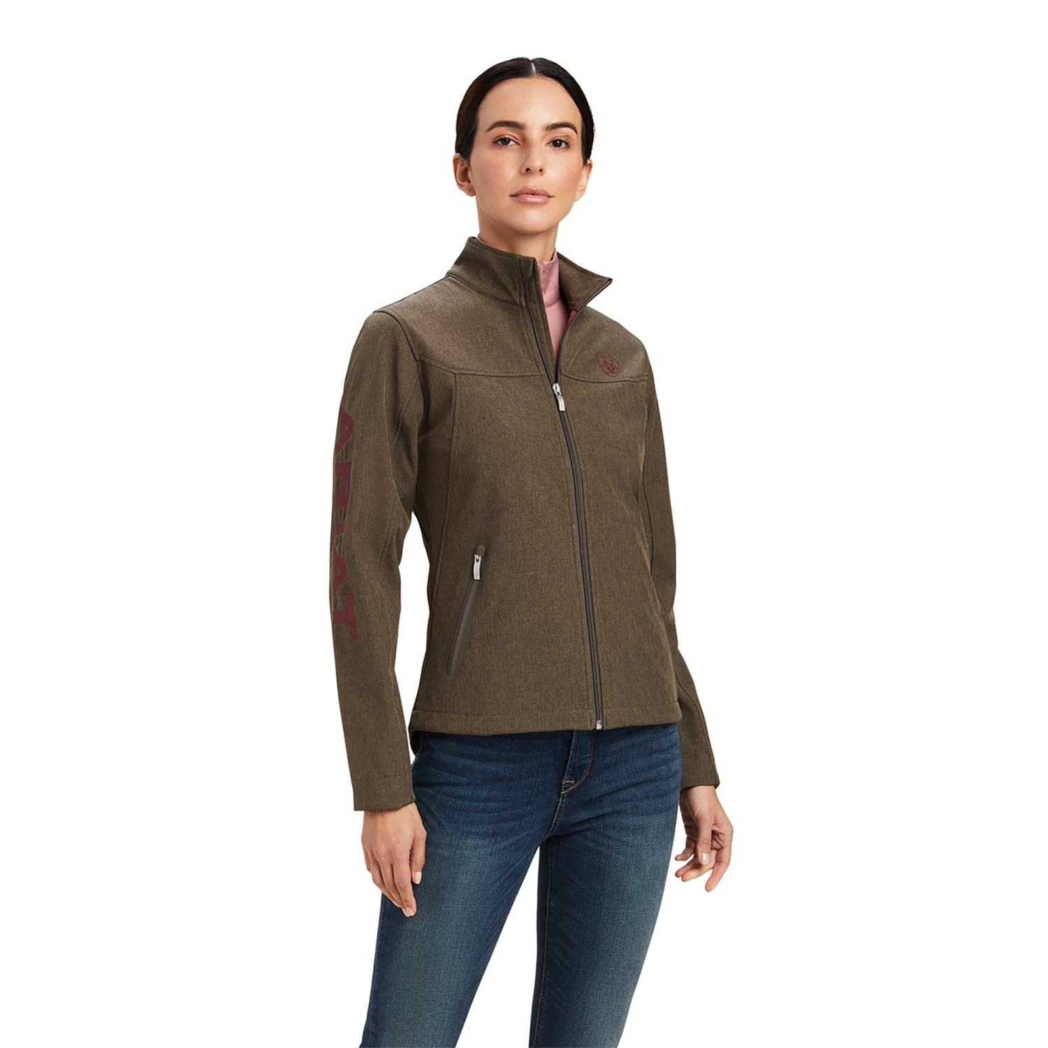 Ariat Ladies New Team Softshell Banyan Bark Heather Brown Jacket 10041282 1 Ariat Ladies New Team Softshell Banyan Bark Heather Brown Jacket 10041282