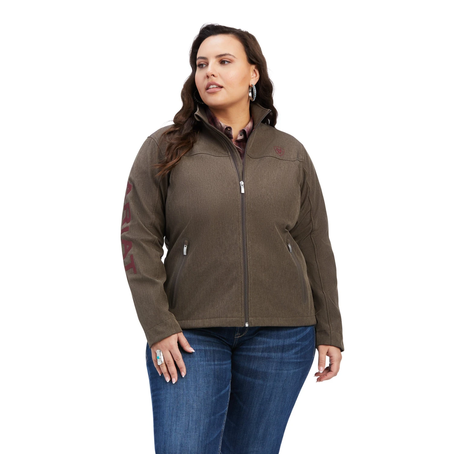 Ariat Ladies New Team Softshell Banyan Bark Heather Brown Jacket 10041282 2 Ariat Ladies New Team Softshell Banyan Bark Heather Brown Jacket 10041282 - Image 2