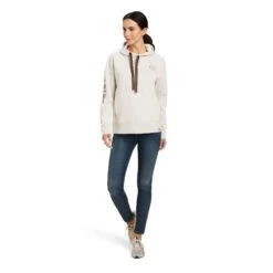Ariat® Ladies Rabere Oatmeal Heather Logo Pullover Hoodie 10041328 -Ariat Style F22 WMS ENGL 10041328 full