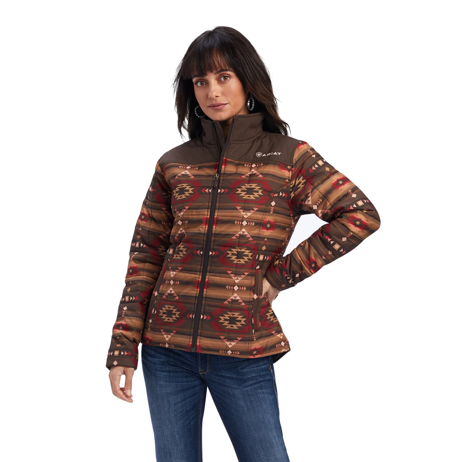 Ariat® Ladies R.E.A.L.™ Aztec Printed Brown Jacket 10041582 1 Ariat® Ladies R.E.A.L.™ Aztec Printed Brown Jacket 10041582