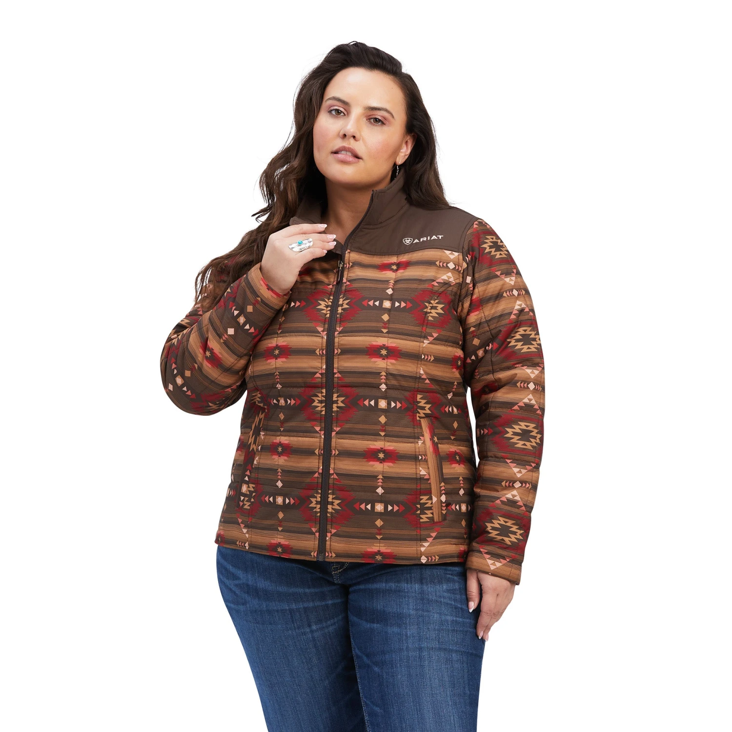 Ariat® Ladies R.E.A.L.™ Aztec Printed Brown Jacket 10041582 2 Ariat® Ladies R.E.A.L.™ Aztec Printed Brown Jacket 10041582 - Image 2