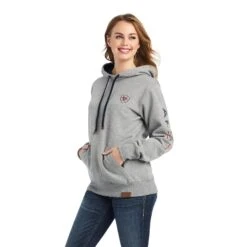 Ariat® Ladies Heather Grey Thunderbird Chimayo Hoodie 10042138 -Ariat Style F22 WMS WEST 10042138 front
