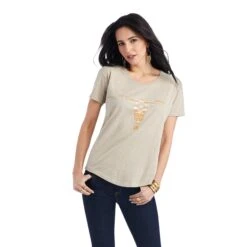 Ariat® Ladies Blanket Skull Oatmeal Heather T-shirt 10042718