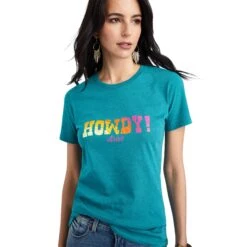 Ariat® Ladies Howdy Graphic Teal Green Heather T-shirt 10042726 6 Ariat® Ladies Howdy Graphic Teal Green Heather T-shirt 10042726 -Ariat Style F22 WMS WEST 10042726 detail01