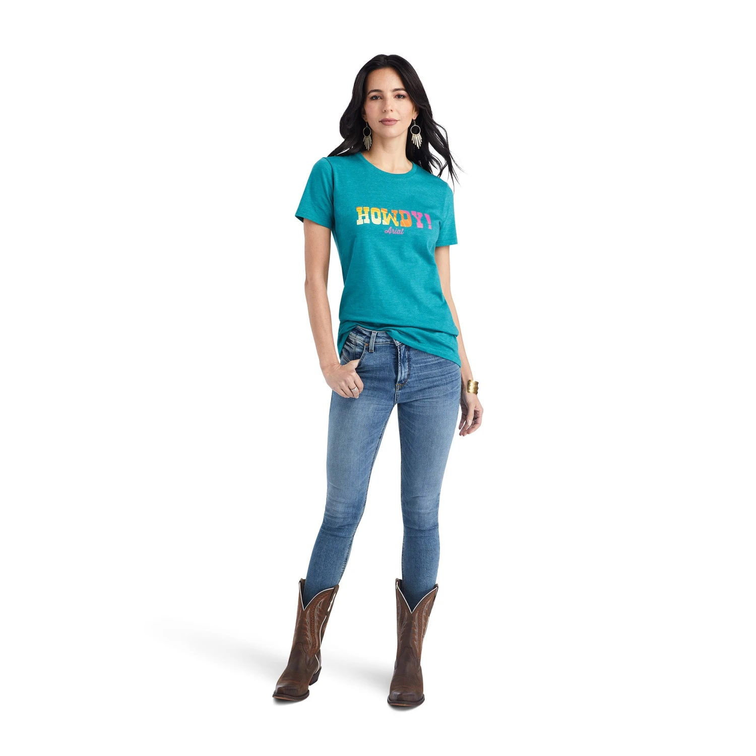 Ariat® Ladies Howdy Graphic Teal Green Heather T-shirt 10042726 4 Ariat® Ladies Howdy Graphic Teal Green Heather T-shirt 10042726 - Image 4