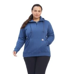 Ariat® Ladies Rebar Skill Set 1/2 Zip Navy Pullover Hoodie 10041597 9 Ariat® Ladies Rebar Skill Set 1/2 Zip Navy Pullover Hoodie 10041597 -Ariat Style F22 WMS WORK 10041597 front plus