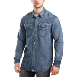 Kimes Ranch Men's Grimes Denim Dark Indigo Snap Shirt GRIM-IND