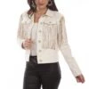 Scully Ladies Fringe Off White Jean Jacket HC687-OFW