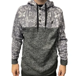 Hooey® Men's Jimmy Aztec Print Grey Pullover Hoodie HH1194AZGY