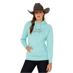 Hooey® Ladies "Carico" Serape Logo Teal Hooded Sweatshirt HH1198TL