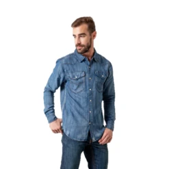 Kimes Ranch® Men's Grimes Dark Indigo Button Down Shirt KR-GRIMES-DI -Ariat Style KR GRIMES DIB