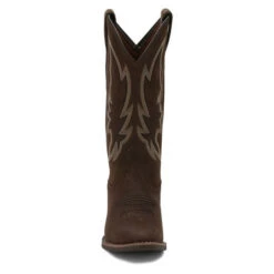 Justin Ladies Rosella Chocolate Brown Leather Western Boots L2720 -Ariat Style L2720 617x563 Toe