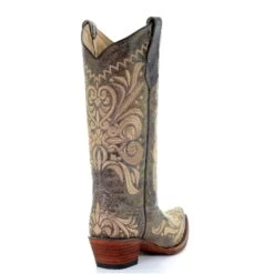 Circle G By Corral Ladies Distressed Green/Beige Filigree Boots L5407 -Ariat Style L5407 2
