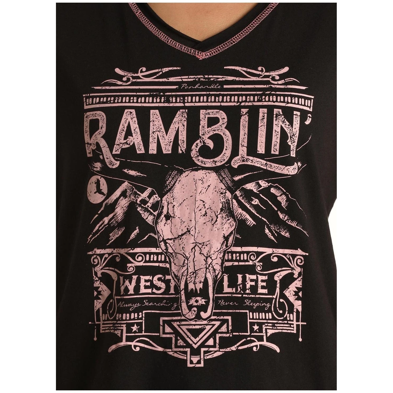 Panhandle White Label Ladies Ramblin Western Black T-shirt L9T3423 2 Panhandle White Label Ladies Ramblin Western Black T-shirt L9T3423 - Image 2