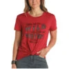 Panhandle Ladies Little Bit Wild Little Bit Western Print Red T-shirt L9T3425
