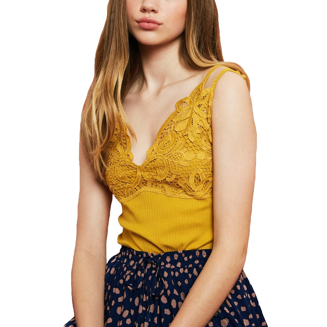 Listicle Ladies Ribbed Knit Mustard Tank Top LCM0005-MUS 1 Listicle Ladies Ribbed Knit Mustard Tank Top LCM0005-MUS