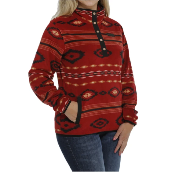 Cinch® Ladies Red Aztec Printed Fleece Pullover MAK9820008 2 Cinch® Ladies Red Aztec Printed Fleece Pullover MAK9820008 - Image 2