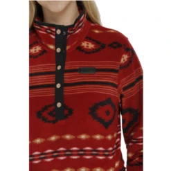 Cinch® Ladies Red Aztec Printed Fleece Pullover MAK9820008 5 Cinch® Ladies Red Aztec Printed Fleece Pullover MAK9820008 -Ariat Style MAK9820008 2