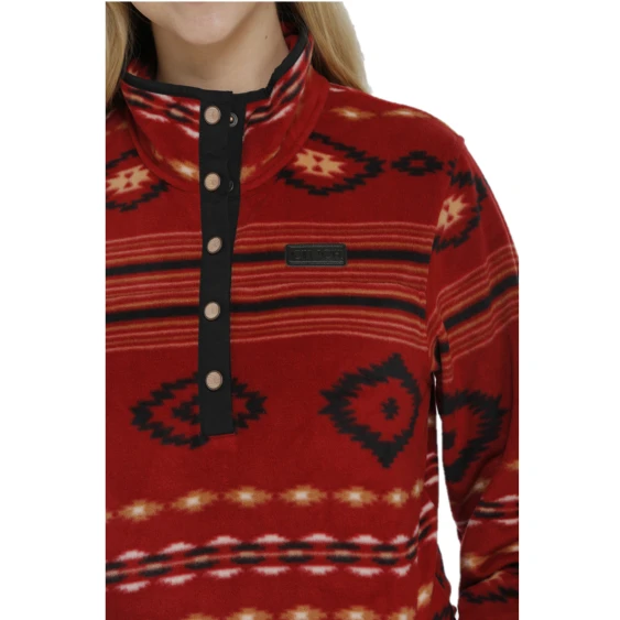 Cinch® Ladies Red Aztec Printed Fleece Pullover MAK9820008 3 Cinch® Ladies Red Aztec Printed Fleece Pullover MAK9820008 - Image 3