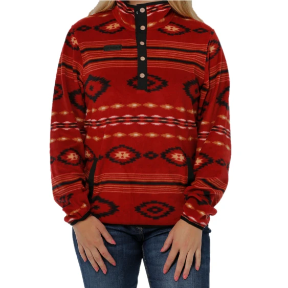 Cinch® Ladies Red Aztec Printed Fleece Pullover MAK9820008 1 Cinch® Ladies Red Aztec Printed Fleece Pullover MAK9820008