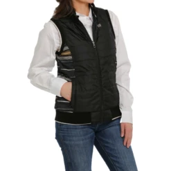 Cinch® Ladies Striped Black Reversible Vest MAV9887001 -Ariat Style MAV9887001b