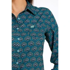 Cinch Ladies Areanflex Teal Button Down Shirt MSW9163017 -Ariat Style MSW9163017 2
