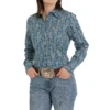 Cinch® Ladies Paisley Print Blue Button Down Shirt MSW9164197