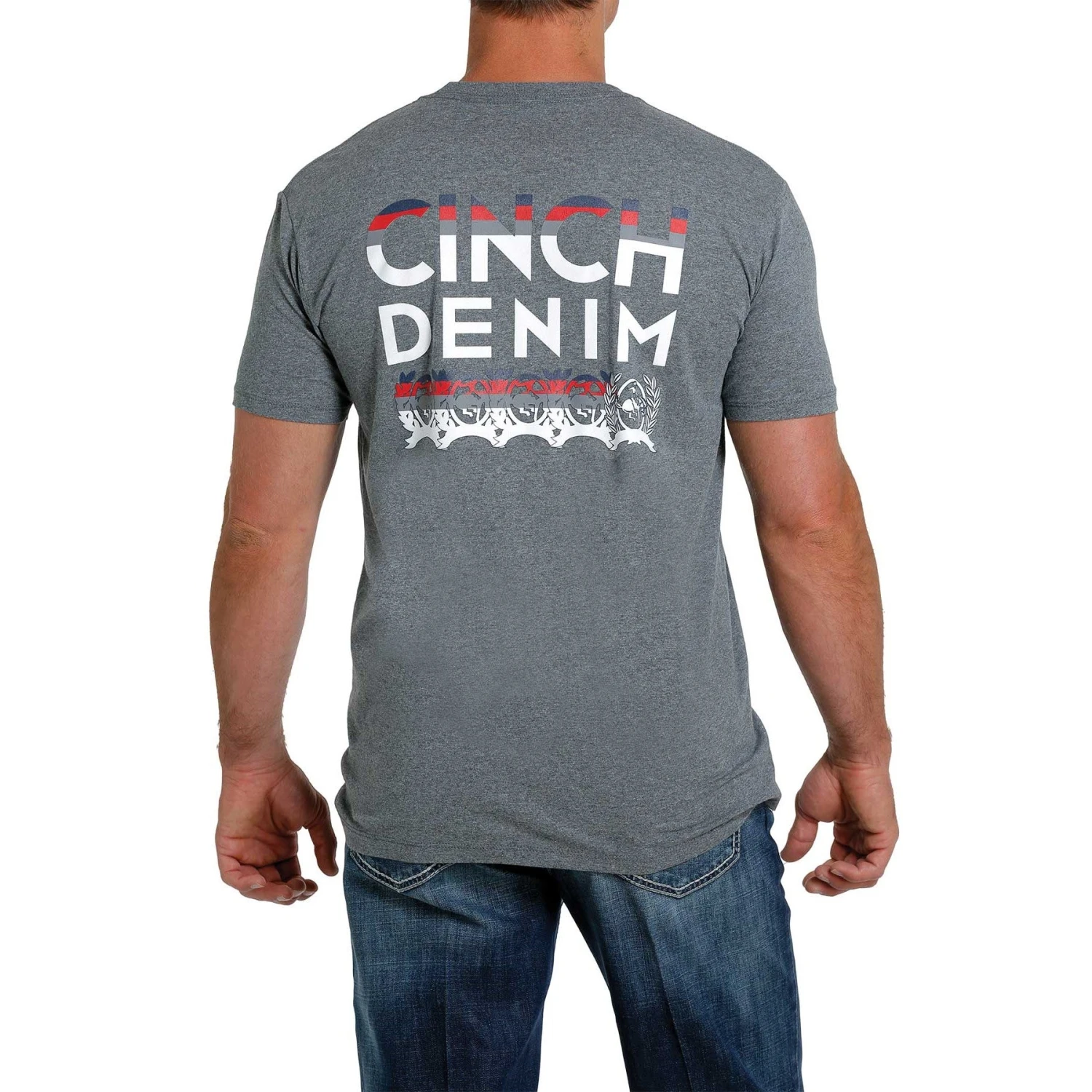 Cinch Men's Denim Logo Heather Grey T-Shirt MTT1690458 2 Cinch Men's Denim Logo Heather Grey T-Shirt MTT1690458 - Image 2