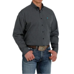 Cinch® Men's Navy Geo Print Plain Weave Button Down Shirt MTW1105366 -Ariat Style MTW1105366 3